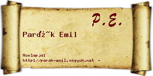 Parák Emil névjegykártya